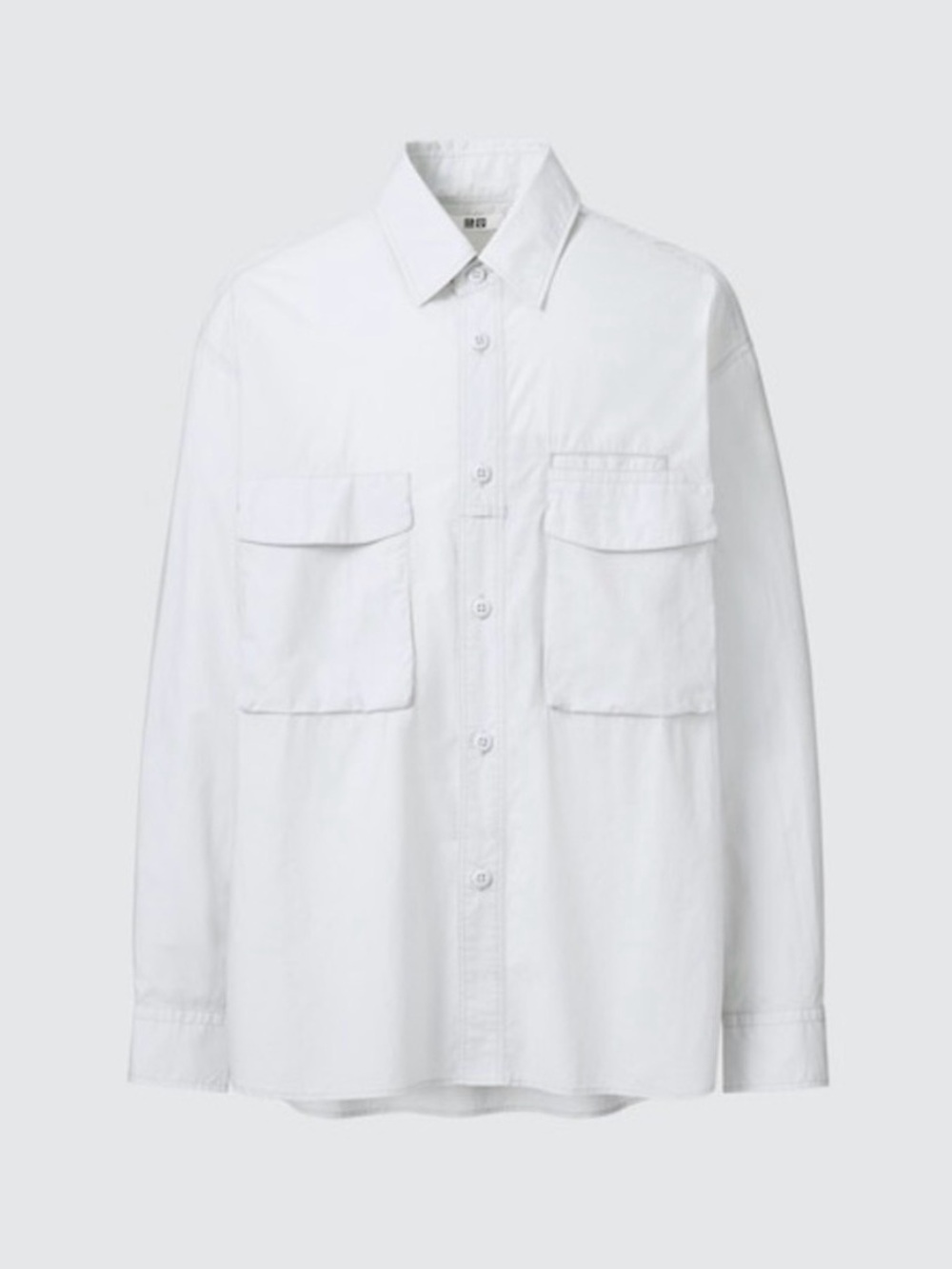 Uniqlo oversized double pocket white button up cotton shirt XS - Picture 10 of 14